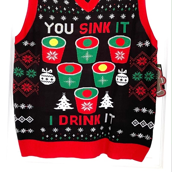 Knitted vest " You sink it I drink it "     NEW ITEM - Picture 2 of 3